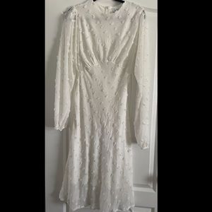 Chicwish - White Pompom Midi Dress, Size XS